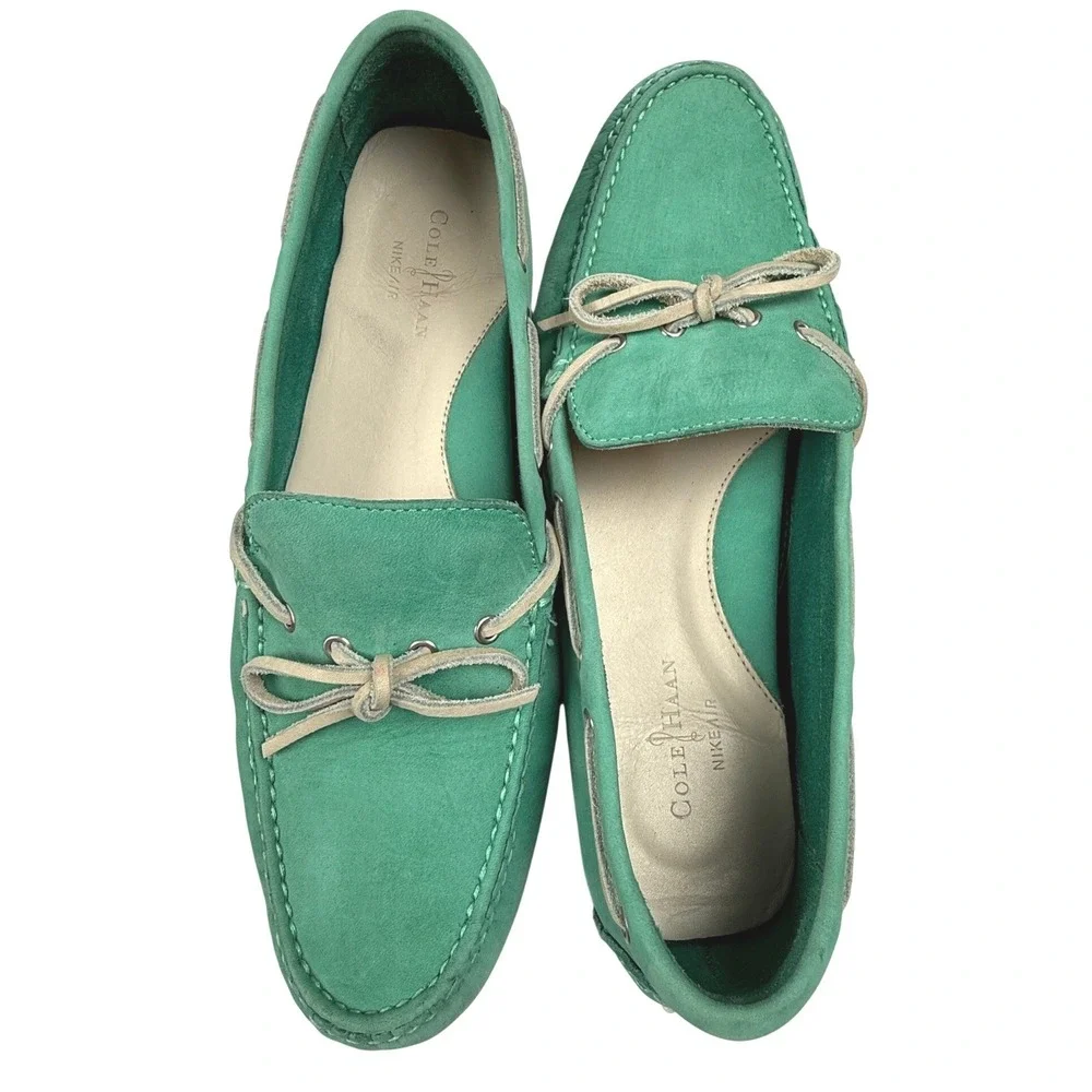 Cole Haan Nike Air Teal Green Leather Driving Loafers Shoes Mens 10B